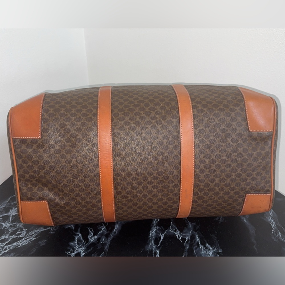 CELINE Macadam Pattern BostonTravel Duffle Bag Leather PVC Brown +Lock AUTHENTIC - Picture 4 of 16